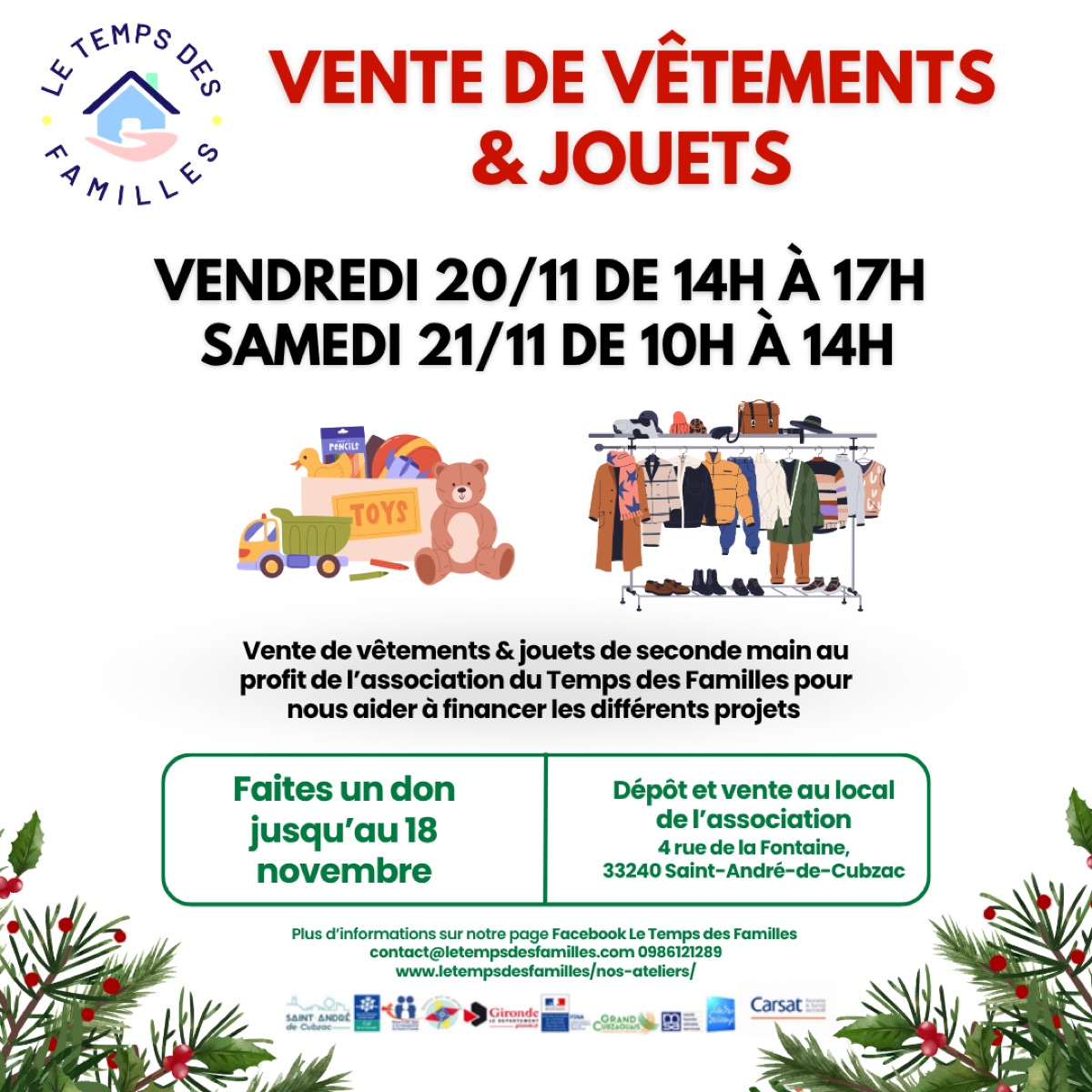 Affiche : Grande vente de vêtements et jouets de seconde main